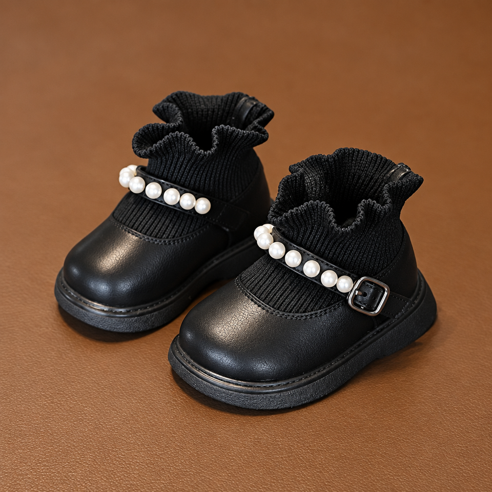 PearlCharm – Elegant & niedlich – Kinder-Stiefeletten mit Perlenverzierung