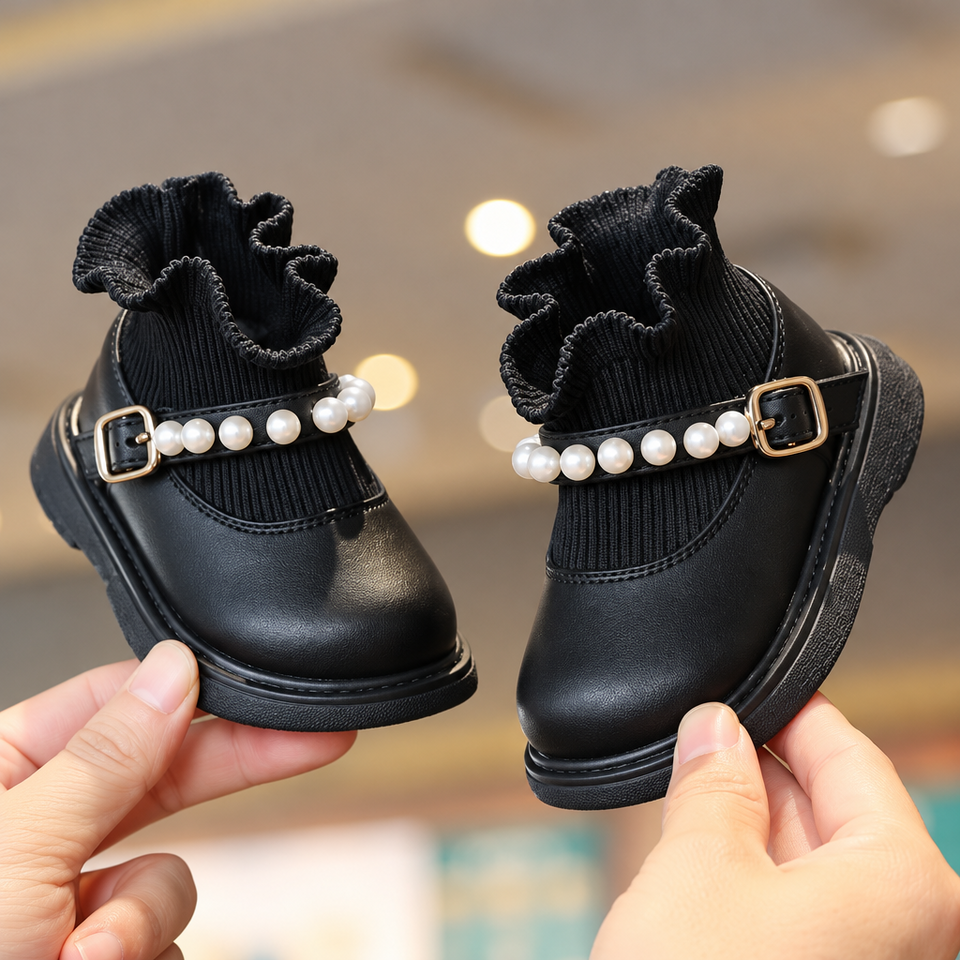 PearlCharm – Elegant & niedlich – Kinder-Stiefeletten mit Perlenverzierung
