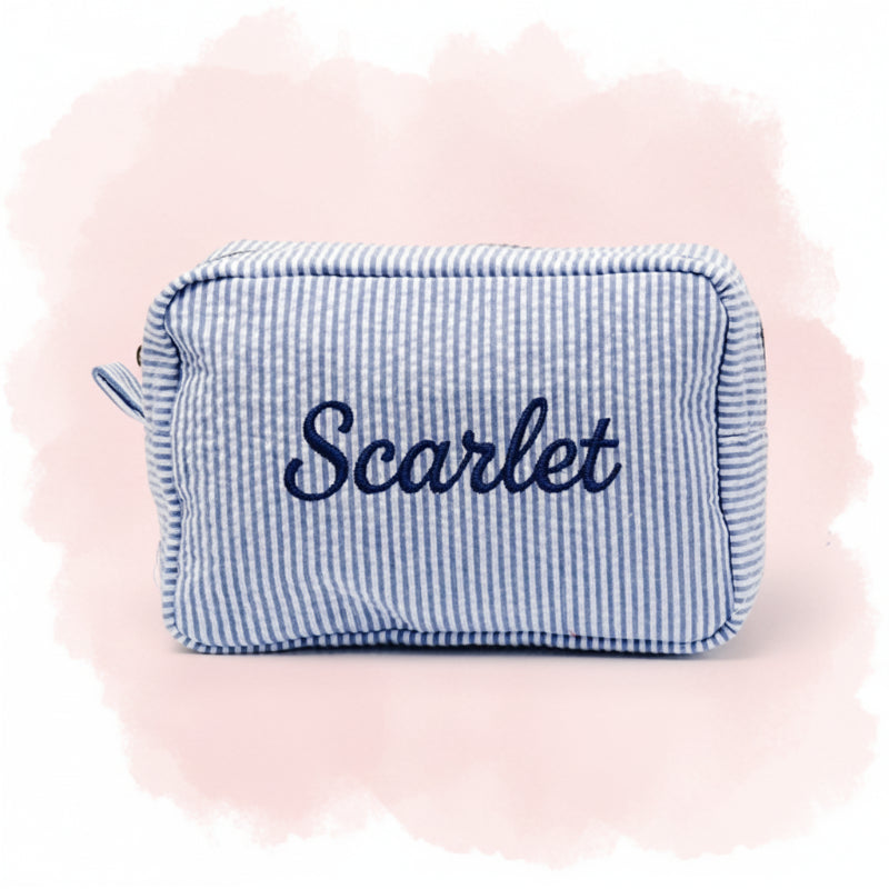 Striped Name Pouch – Individuell & stilvoll – Kosmetiktasche
