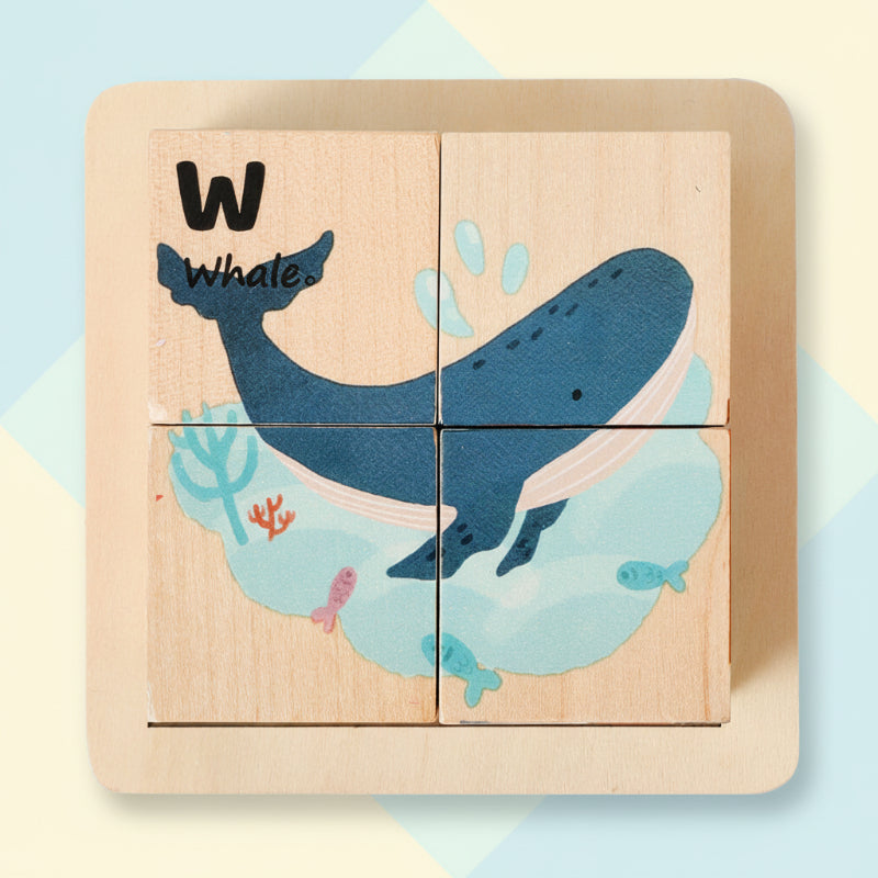 WoodMind – Kreativ & lehrreich – 6-in-1 Montessori-Tier-Holzpuzzle