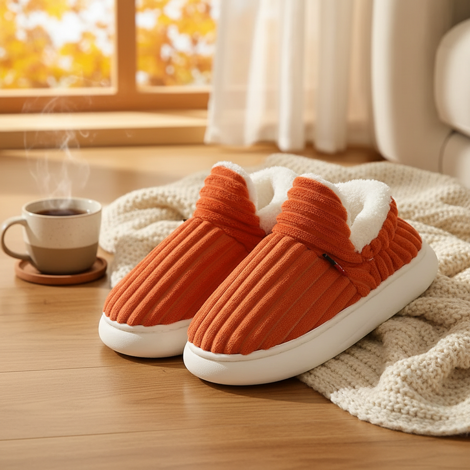 WarmNest – Kuschelig weich & warm – Rutschfeste Hausschuhe