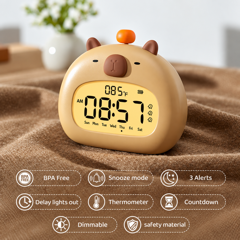 CappyClock – Niedlich & vielseitig – Digitaler Kinderwecker mit Nachtlicht