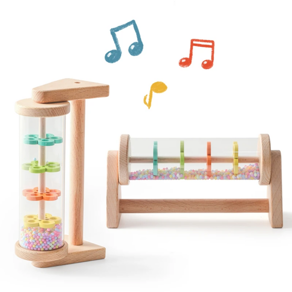TinyMelody – Beruhigend & lehrreich – Musikspielzeug aus Holz mit Regengeräusch