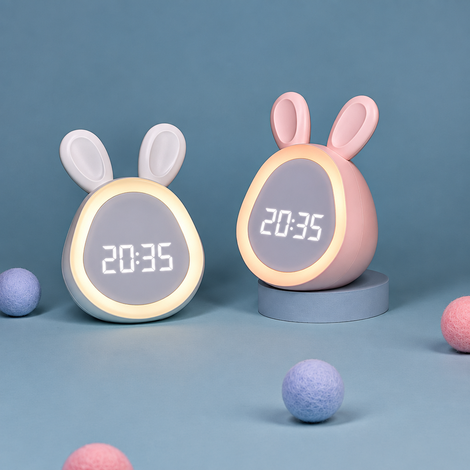 BunnyGlow – Niedlich & praktisch – Digitaler Kinderwecker mit Nachtlicht