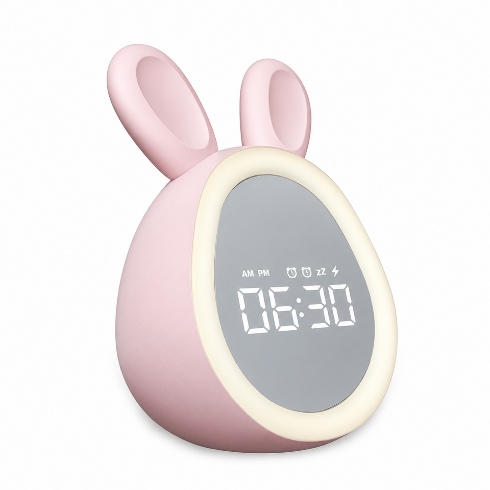 BunnyGlow – Niedlich & praktisch – Digitaler Kinderwecker mit Nachtlicht