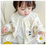 FloraKnit – Warm & modisch – Gestrickte Strickjacke mit Blumenmotiven