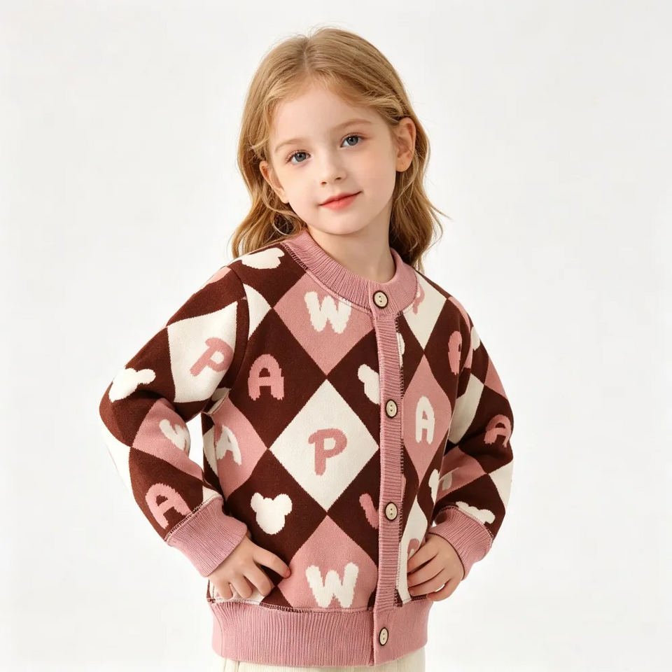 CozyCardi – Weich & warm – Gestrickte Strickjacke mit niedlichen Motiven