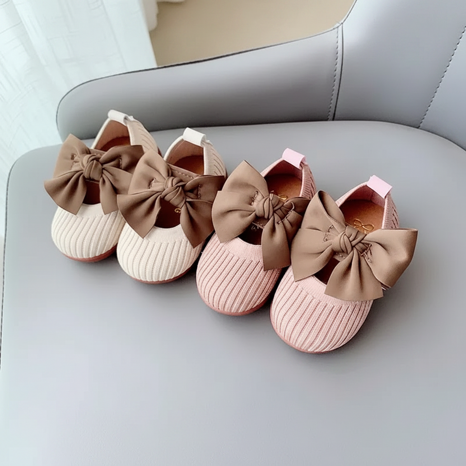 SweetBow – Niedlich & praktisch – Gestrickte Babyschuhe mit Schmetterlingsschleife