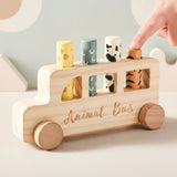 PressBus – Montessori & Lehrreich – Holz-Druck-Spielbus