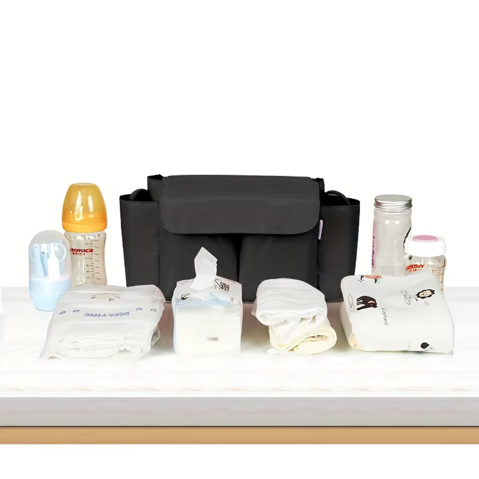 ToddlerOrganizer – Wasserabweisend & geräumig – Kinderwagen-Organizer mit Flaschenhaltern