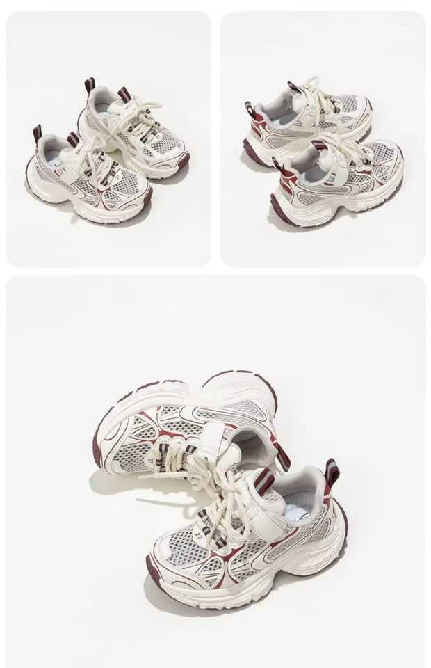 Mini Fashion – Andningsbar och lätt – Bordeaux barnsneaker