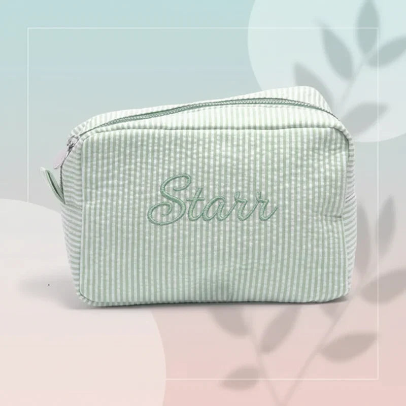 Striped Name Pouch – Individuell & stilvoll – Kosmetiktasche