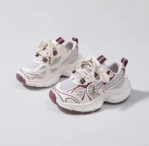 Mini Fashion – Andningsbar och lätt – Bordeaux barnsneaker