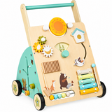 WoodenSteps – Natürlich & Lernfördernd – Baby-Lauflernwagen aus Holz mit Spieltafeln