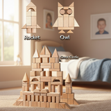 BlockyFun – Kreativ & Lernfördernd – 100-teiliges Holzbauklötze-Set