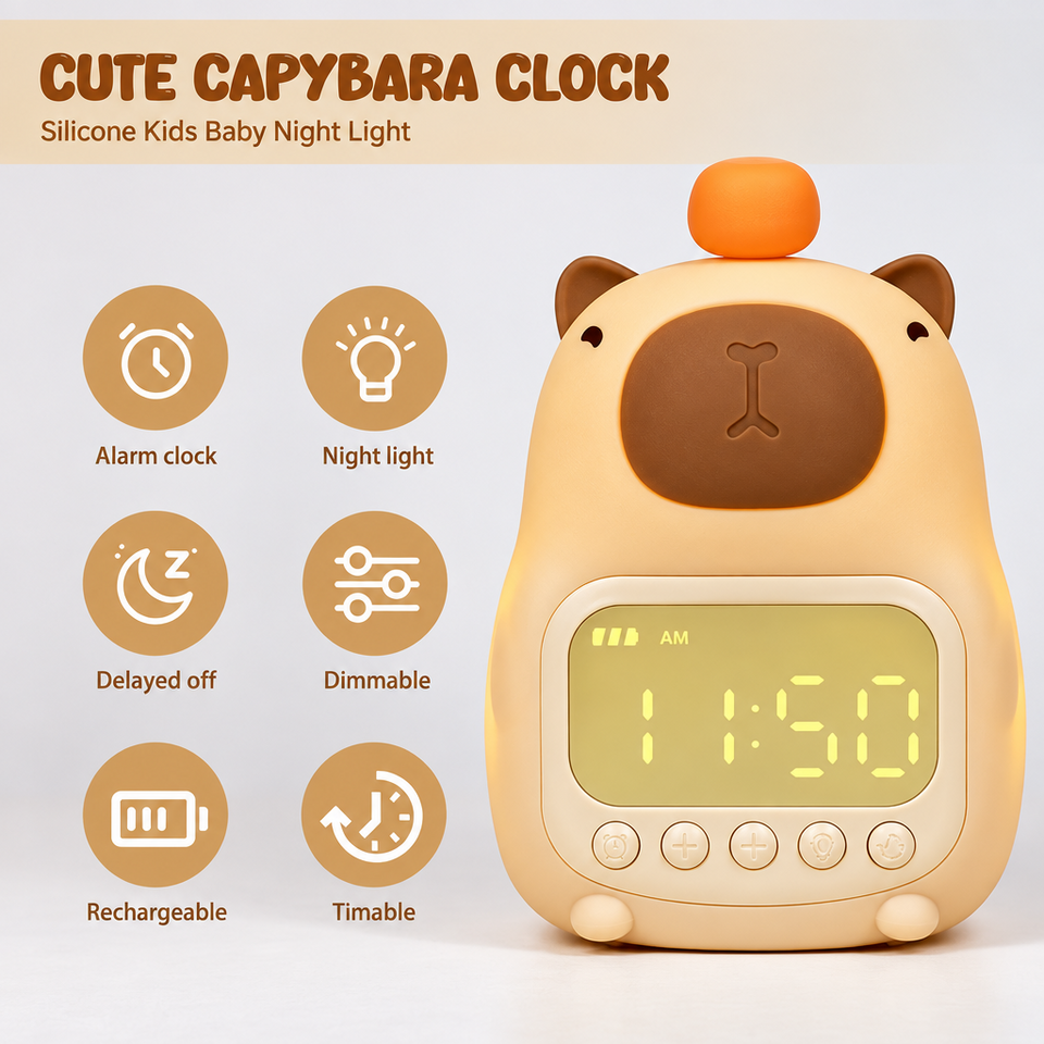 CappyClock – Niedlich & vielseitig – Digitaler Kinderwecker mit Nachtlicht