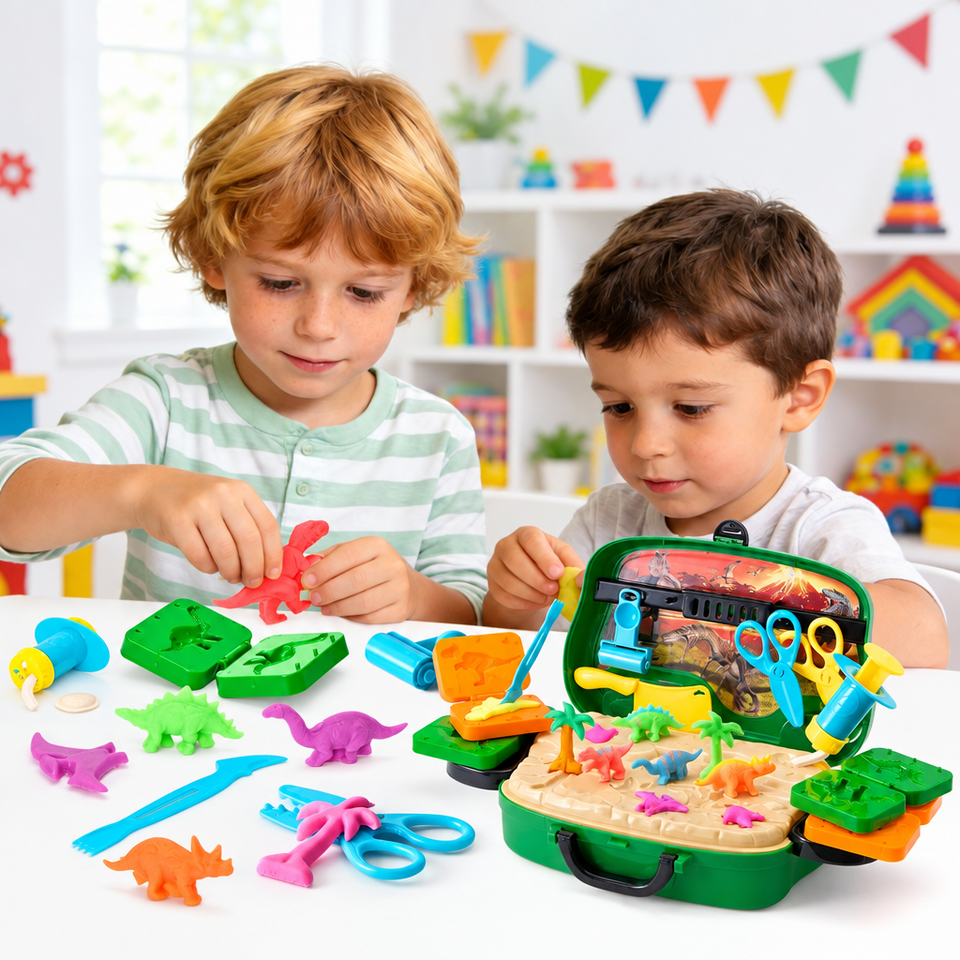 DinoMaker – Kreativ & spielerisch – Dinosaurier-Knet-Spielset mit Formen und Werkzeugen
