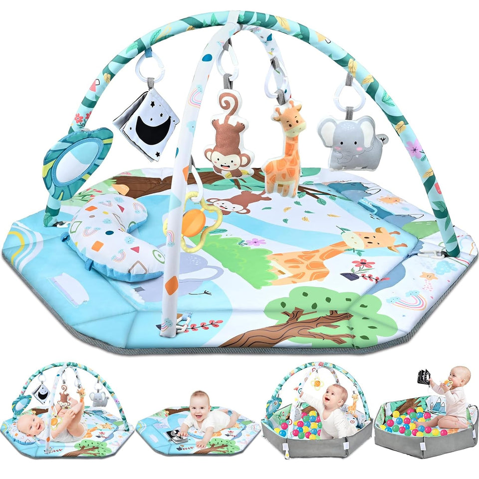 SensoryHaven – 8-in-1 Wachstum & Spiel – Baby-Spielmatte