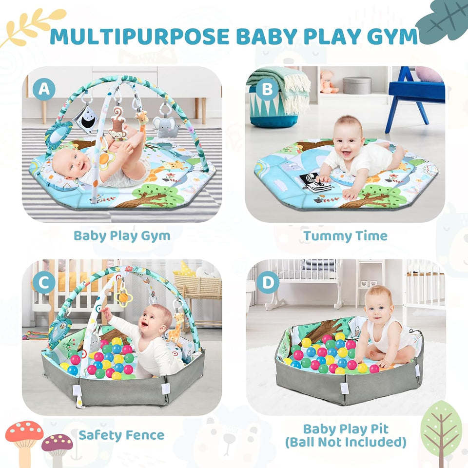SensoryHaven – 8-in-1 Wachstum & Spiel – Baby-Spielmatte