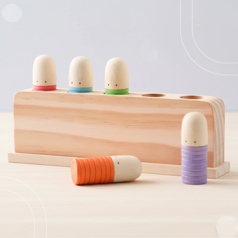 Color Spring – Spielen & Entwickeln – Sensorisches Babyspielzeug aus Holz