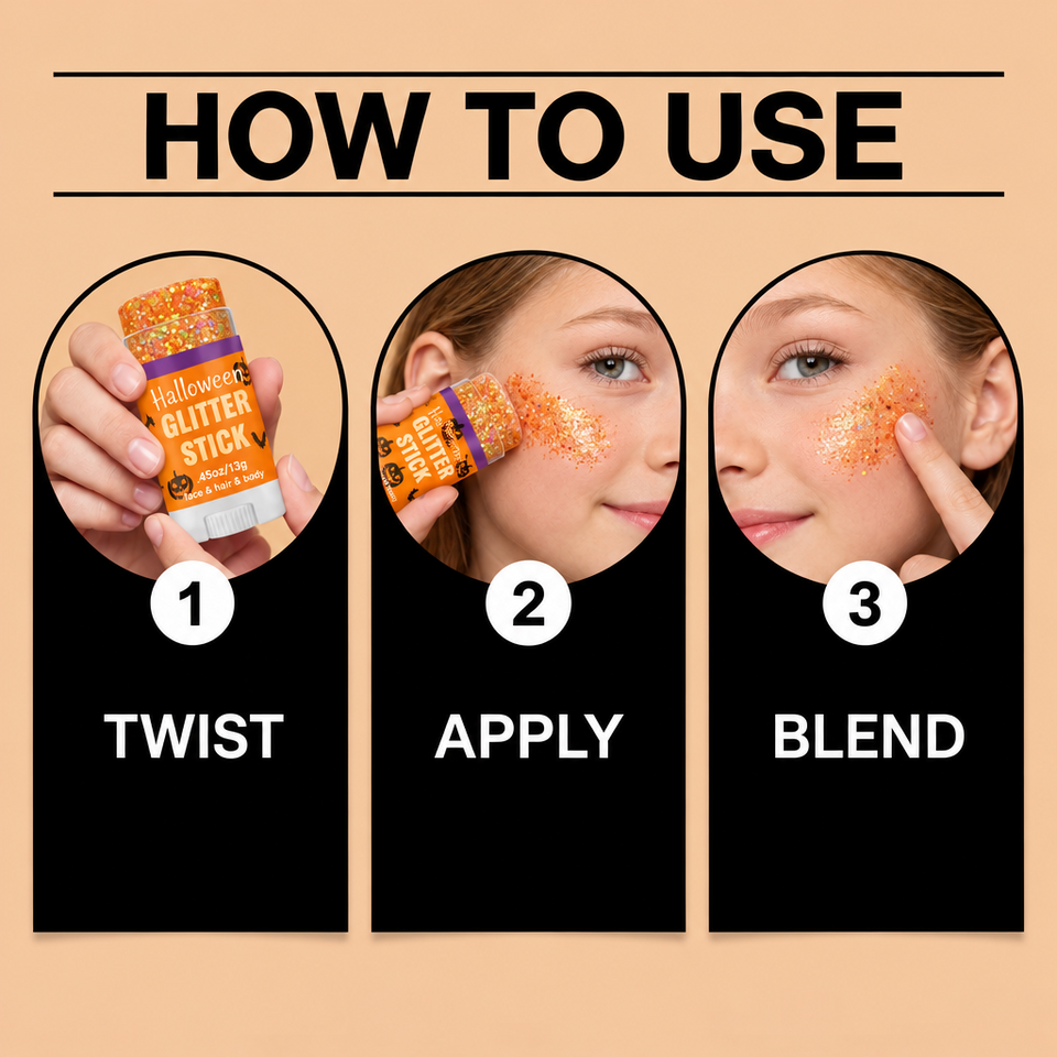 GlitterPop – Funkelnd & festlich – Halloween-Glitzerstift für Gesicht, Haare und Körper