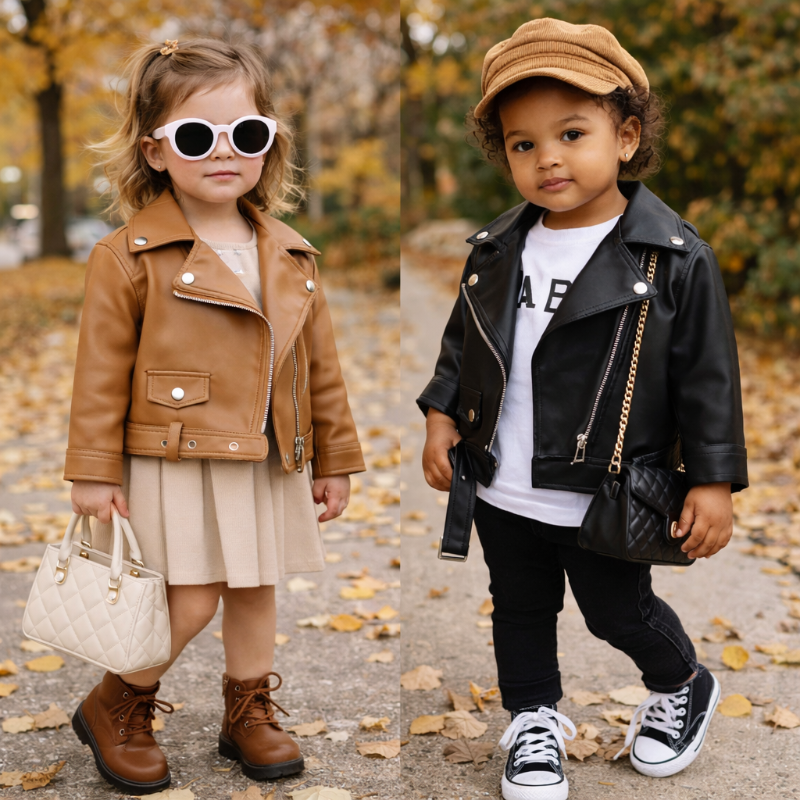 Girls Leather Jacket – Cool & stilvoll – Kinderjacke aus Leder