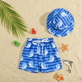 Beach Set – Farbenfroh & stilvoll – Badehose mit Aufdruck & Hut