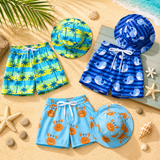 Beach Set – Farbenfroh & stilvoll – Badehose mit Aufdruck & Hut