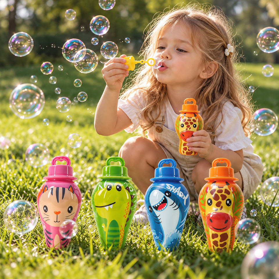 BubblePals – Fröhlich & Verspielt – Auslaufsicherer Mini-Seifenblasen-Spender mit Tiermotiven