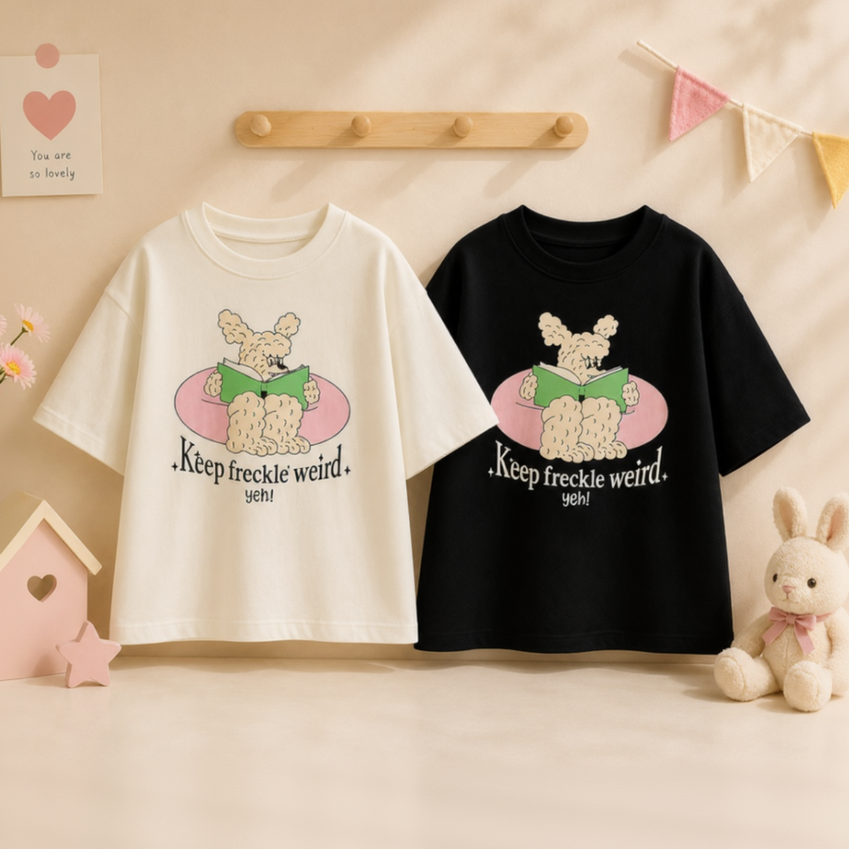 SunnyKids – Bequem & niedlich – Oversize-T-Shirt mit Cartoon-Aufdruck