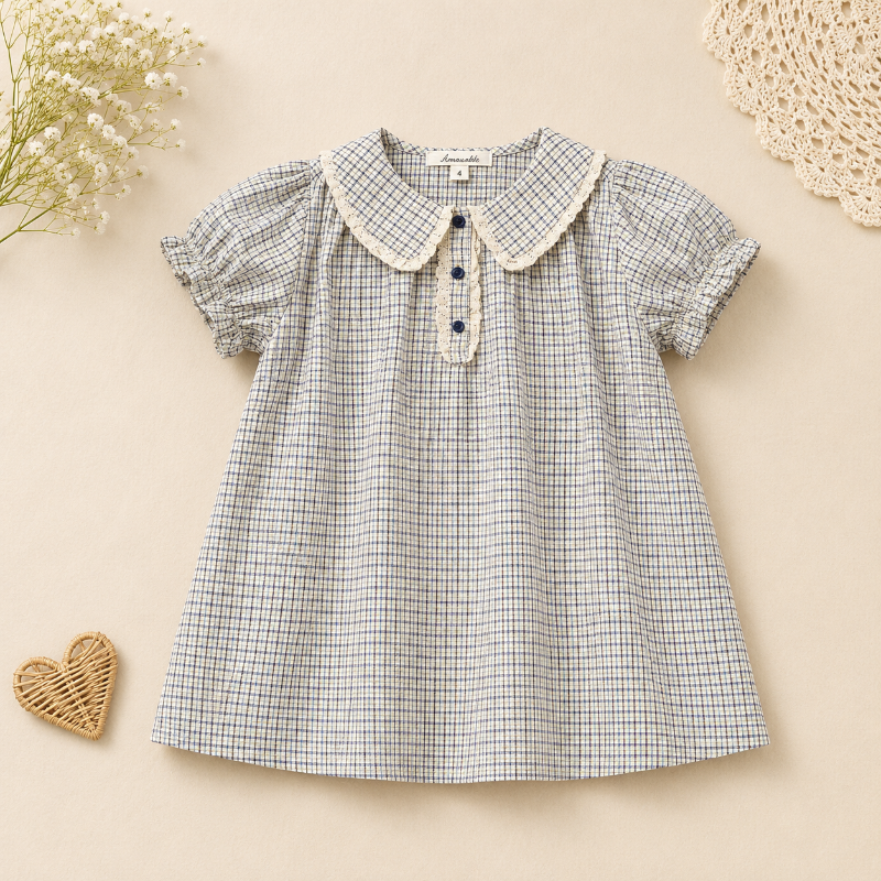 Short Sleeve Embroidery Dress – Elegant & Komfort – Boutique-Mädchenkleid