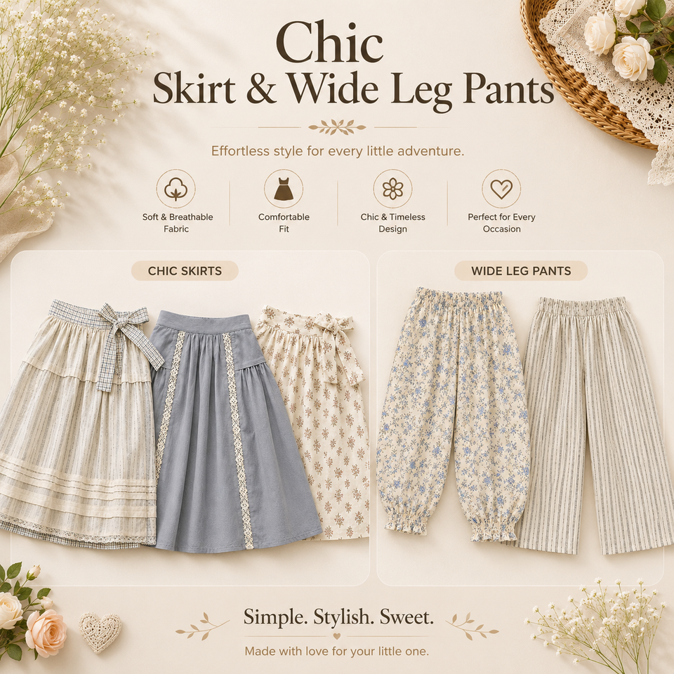 Chic Skirt & Wide Leg Pants – Elegant & Komfort – Lässige Kinderbekleidung