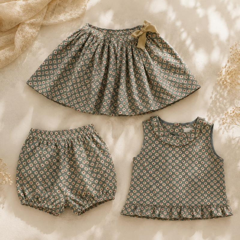 Matching Set – Bequem & mit Gänseblümchen-Print – Hosenrock, Rock & Bluse