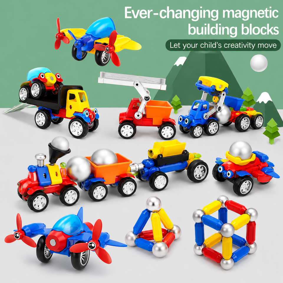 Magnetic Cars™ – Magnetischer Bauspaß - Magnetische Fahrzeuge Spielzeugset