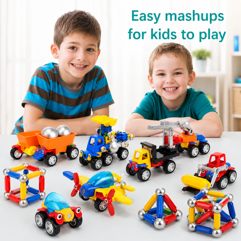 Magnetic Cars™ – Magnetischer Bauspaß - Magnetische Fahrzeuge Spielzeugset