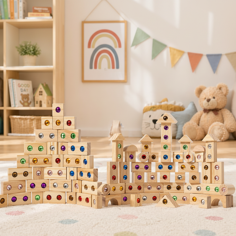 Rainbow Gem Stacking Blocks – Kreativ & lehrreich – Stapelblock-Set aus Holz