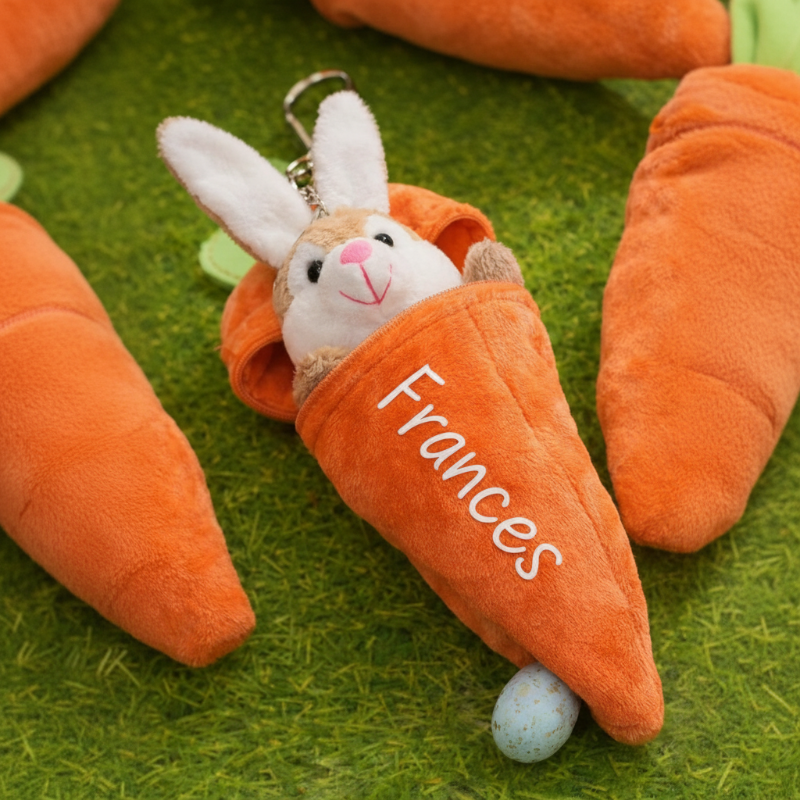 Personalized Bunny – Das ultimative Ostergeschenk – Plüschhase mit Karotte und Namen
