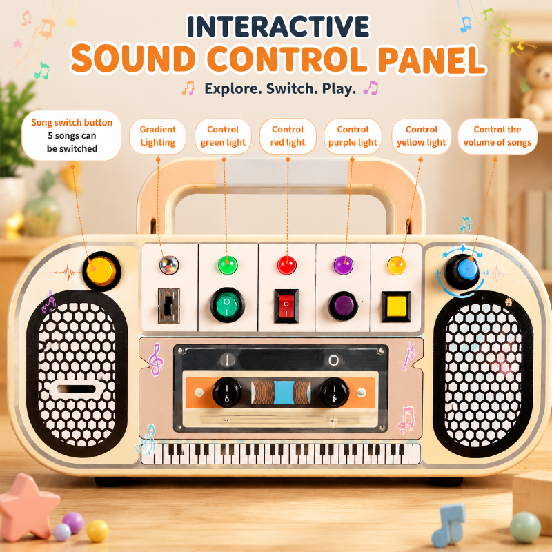 Wooden Busy Board – Motorik & Interaktion – Aktivitäten-Musiktafel