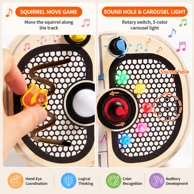 Wooden Busy Board – Motorik & Interaktion – Aktivitäten-Musiktafel