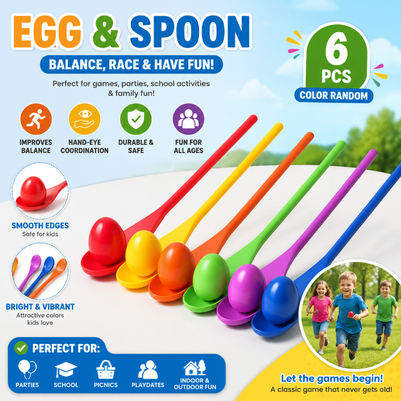 Wooden Egg Spoon Game – Motorik & Lernen – Eierrennen-Balance-Spiel
