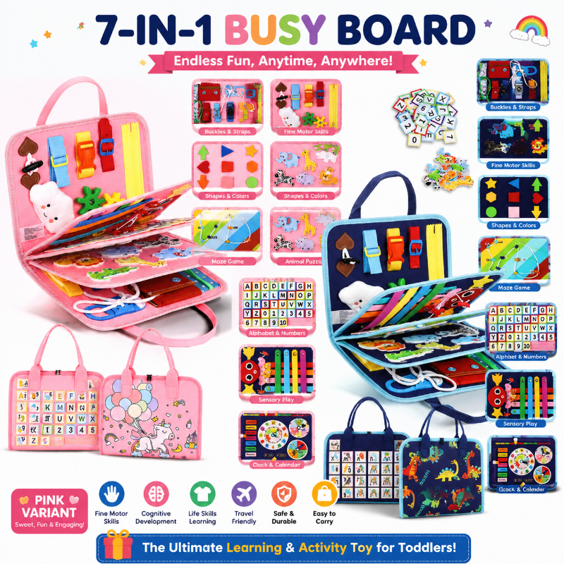 7-in-1 Busy Board – Motorik & Lernen – Aktivitäten-Tafel