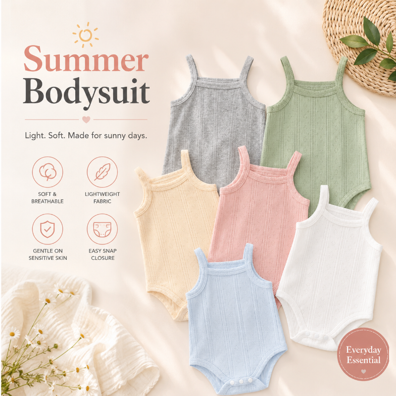 Summer Bodysuit – Leicht & bequem – Gestrickter Baby-Strampler
