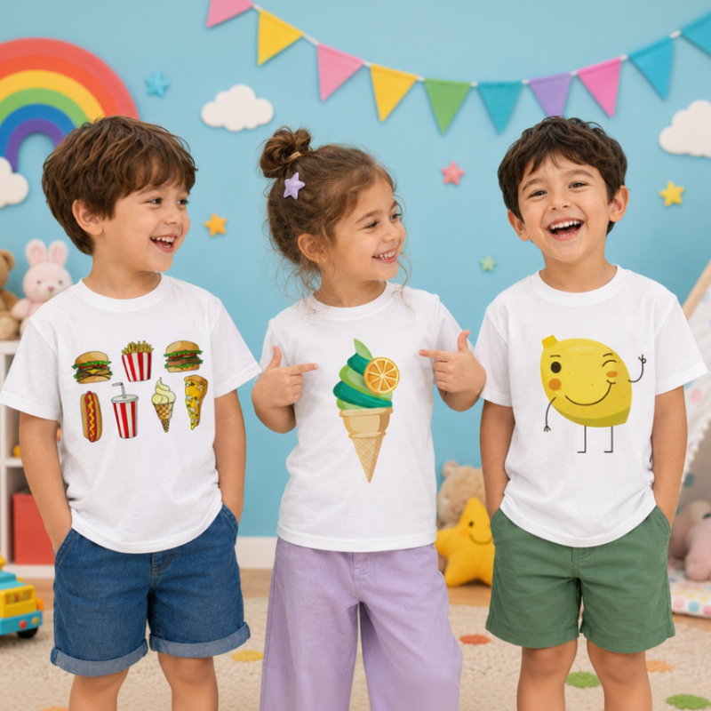 Boys & Girls Summer Tee – Bequem & Verspielt – Kinder-T-Shirt mit lustigem Aufdruck
