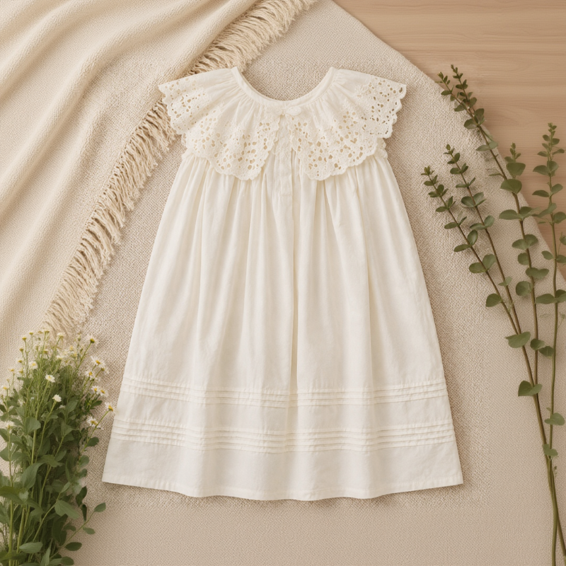 Sleeveless Dress – Elegant & bequem – Kleid mit Spitzenkragen