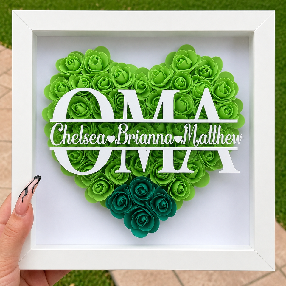 Personalized Rose Shadow Box – Einzigartiges Muttertagsgeschenk – Personalisierte Rosen-Schattenbox