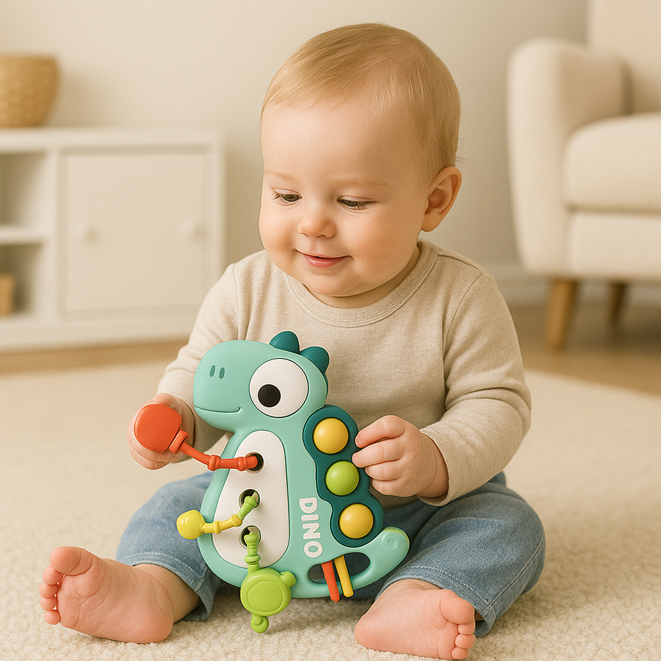 BabyDino – Verspielt & Beißbar – Sensorisches Ziehspielzeug