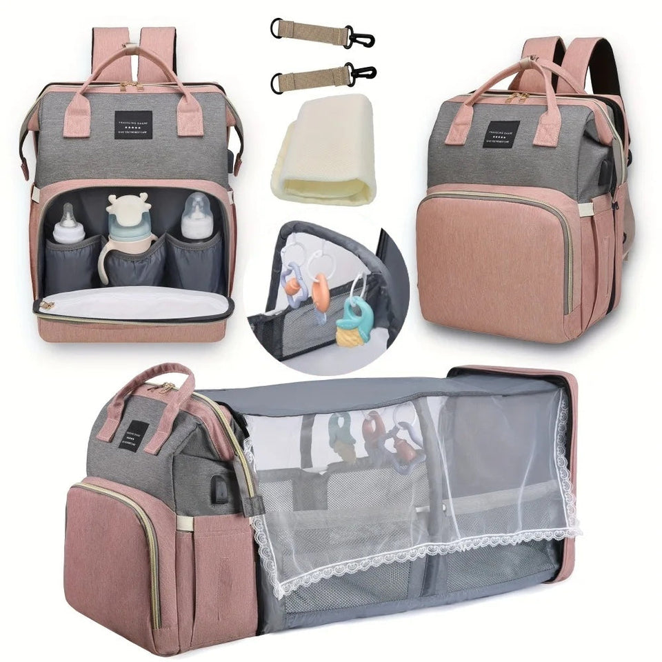 Nuvella Baby – Immer vorbereitet – Multifunktionale Wickeltasche mit Bettchen