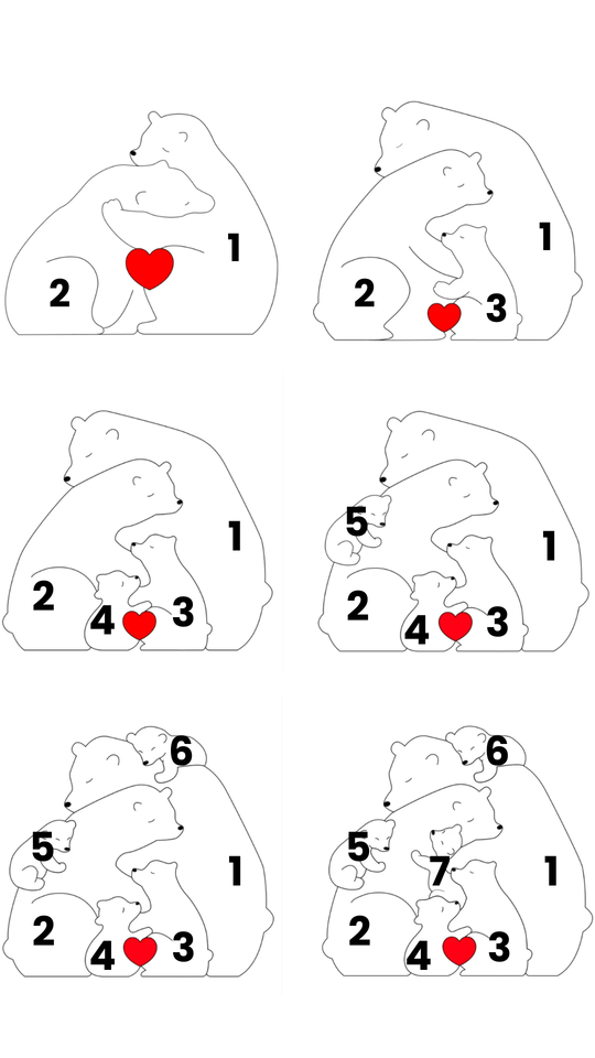 Family Puzzle™ – Personalisiertes Muttertagsgeschenk mit Bärenfamilie