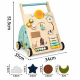 WoodenSteps – Natürlich & Lernfördernd – Baby-Lauflernwagen aus Holz mit Spieltafeln