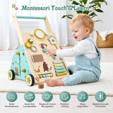 WoodenSteps – Natürlich & Lernfördernd – Baby-Lauflernwagen aus Holz mit Spieltafeln